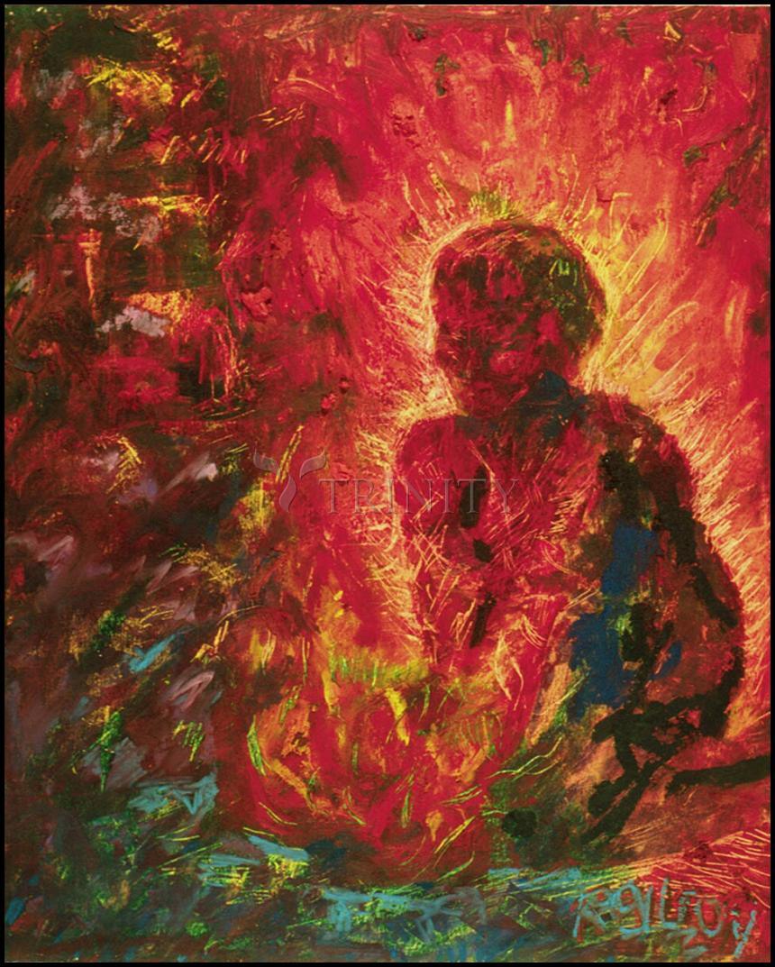 Wall Frame Espresso, Matted - Tending The Fire by Fr. Bob Gilroy, SJ - Trinity Stores