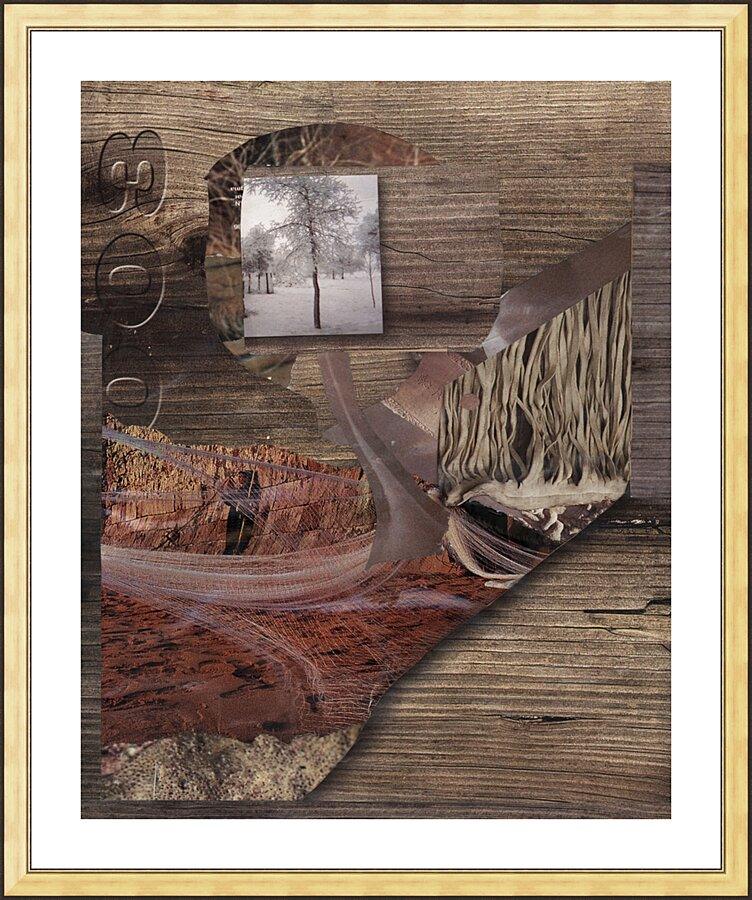 Wall Frame Gold, Matted - Tree Window by B. Gilroy