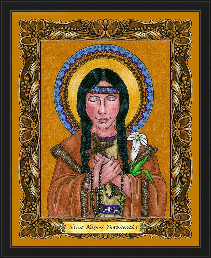 Wall Frame Black - St. Kateri Tekakwitha by Brenda Nippert - Trinity Stores