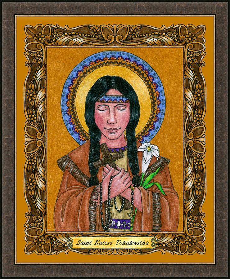 Wall Frame Espresso - St. Kateri Tekakwitha by Brenda Nippert - Trinity Stores