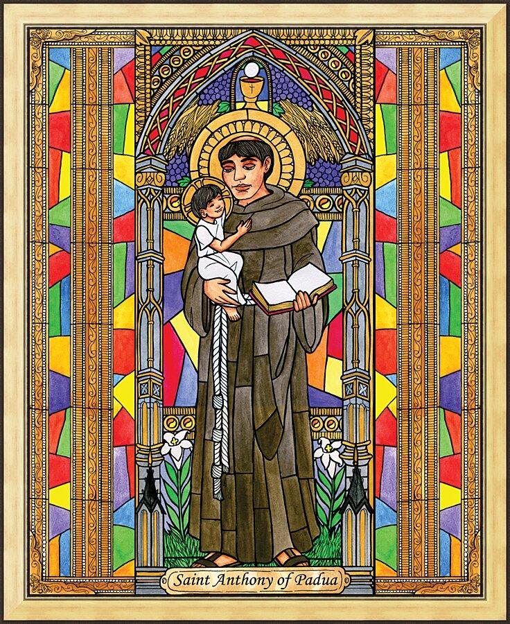 Wall Frame Gold - St. Anthony of Padua by B. Nippert