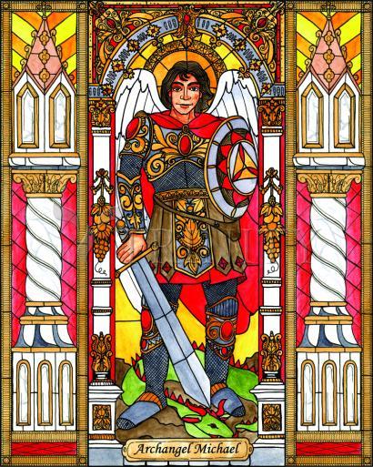 Wall Frame Black, Matted - St. Michael Archangel by Brenda Nippert - Trinity Stores