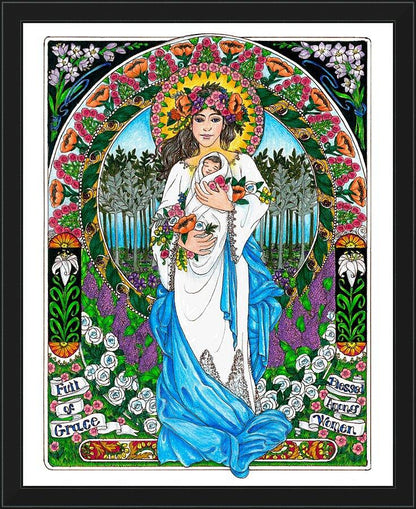 Wall Frame Black - Mary, Mother of God by B. Nippert