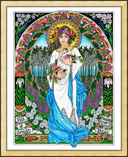 Wall Frame Gold - Mary, Mother of God by B. Nippert