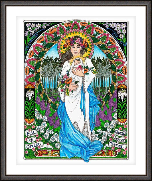 Wall Frame Espresso, Matted - Mary, Mother of God by B. Nippert