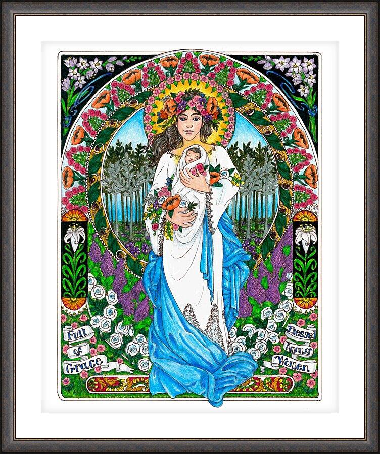 Wall Frame Espresso, Matted - Mary, Mother of God by Brenda Nippert - Trinity Stores