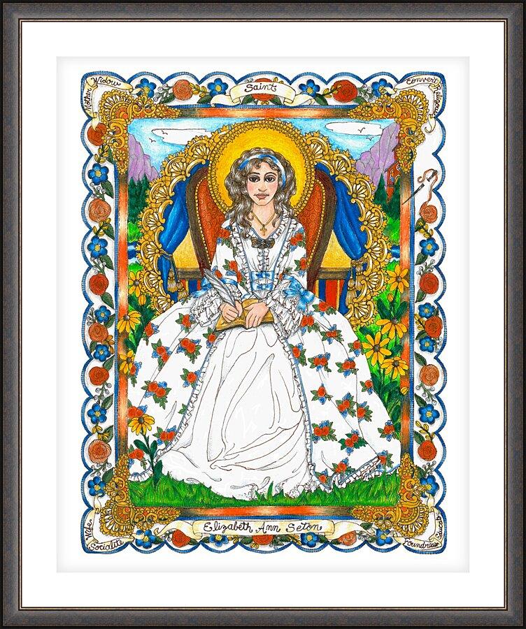 Wall Frame Espresso, Matted - St. Elizabeth Ann Seton by Brenda Nippert - Trinity Stores