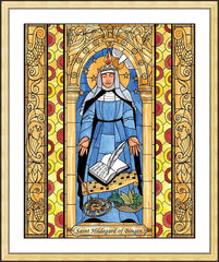Wall Frame Gold - St. Hildegard of Bingen by B. Nippert