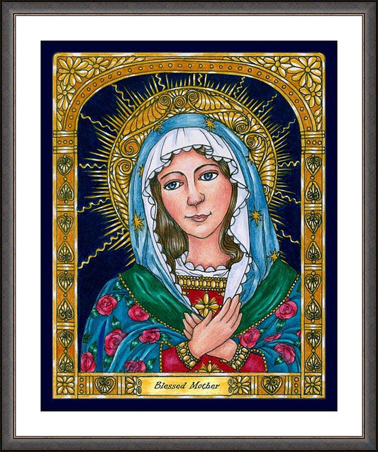 Wall Frame Espresso, Matted - Blessed Mary Mother of God by B. Nippert