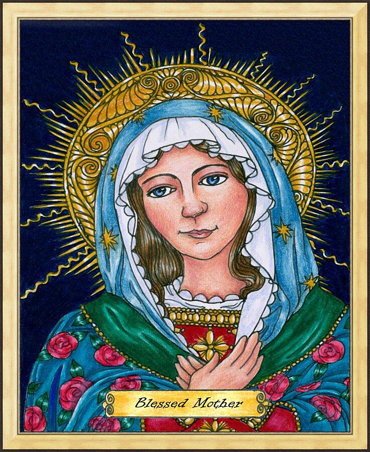 Wall Frame Gold - Blessed Mary Mother of God by Brenda Nippert - Trinity Stores