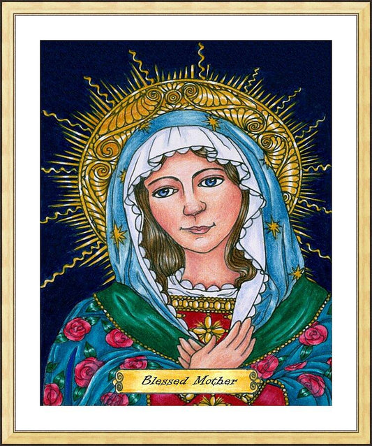 Wall Frame Gold, Matted - Blessed Mary Mother of God by B. Nippert