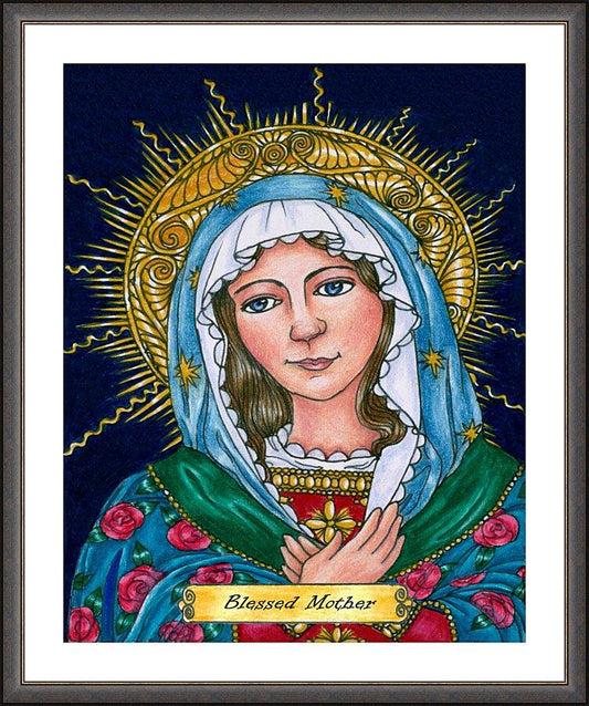 Wall Frame Espresso, Matted - Blessed Mary Mother of God by B. Nippert
