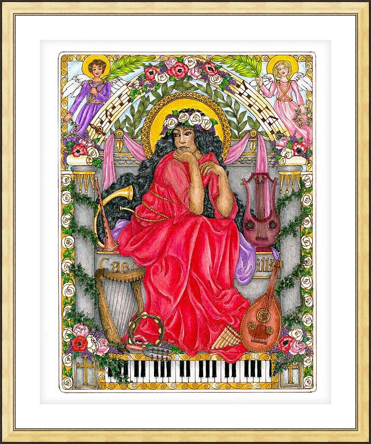 Wall Frame Gold, Matted - St. Cecilia by B. Nippert