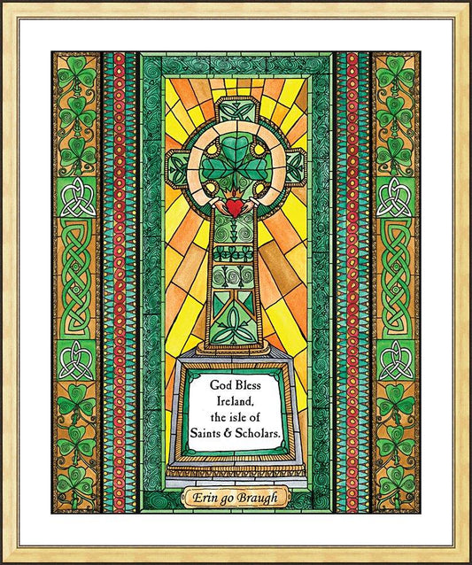 Wall Frame Gold, Matted - Celtic Cross by Brenda Nippert - Trinity Stores