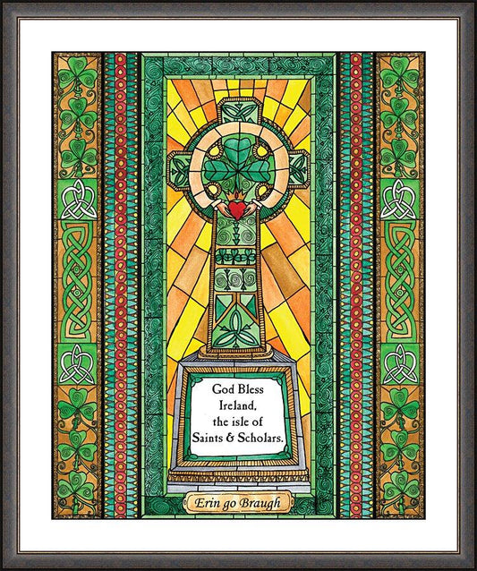 Wall Frame Espresso, Matted - Celtic Cross by B. Nippert