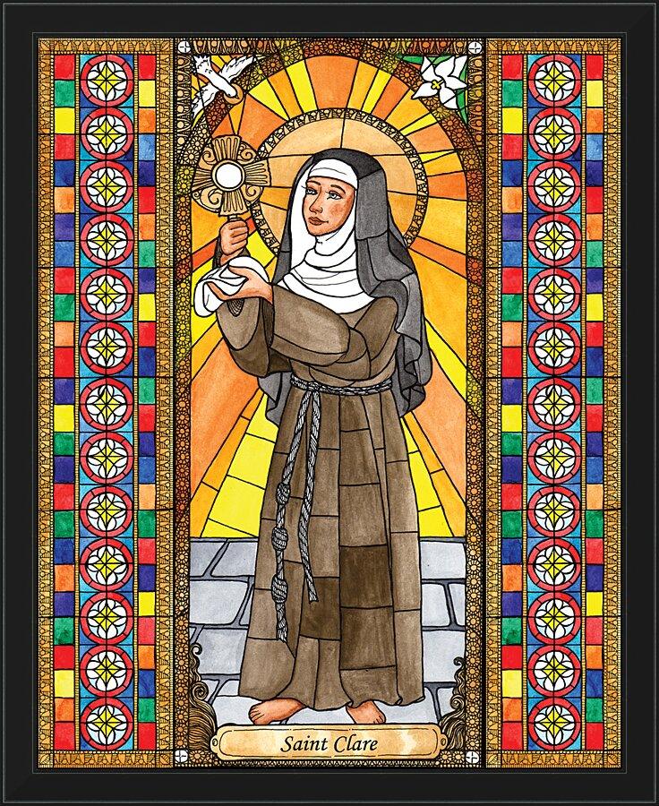 Wall Frame Black - St. Clare of Assisi by B. Nippert