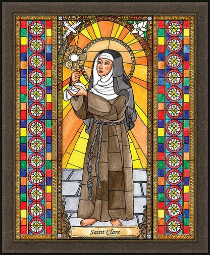 Wall Frame Espresso - St. Clare of Assisi by B. Nippert