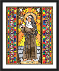 Wall Frame Black - St. Clare of Assisi by B. Nippert