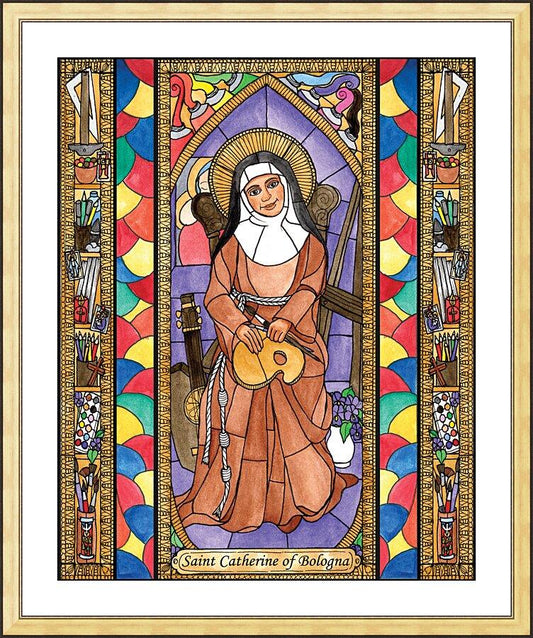 Wall Frame Gold, Matted - St. Catherine of Bologna by B. Nippert