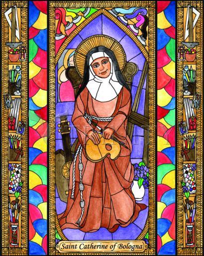 Wall Frame Black, Matted - St. Catherine of Bologna by Brenda Nippert - Trinity Stores