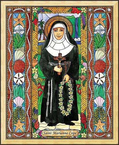 Wall Frame Gold - St. Marianne Cope by Brenda Nippert - Trinity Stores