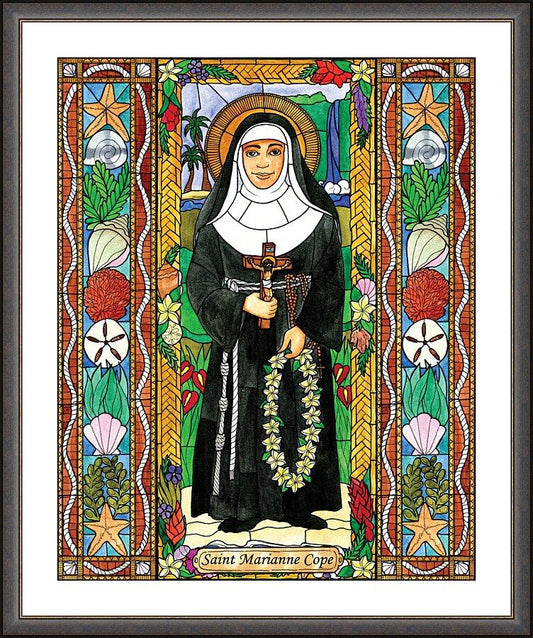 Wall Frame Espresso, Matted - St. Marianne Cope by B. Nippert