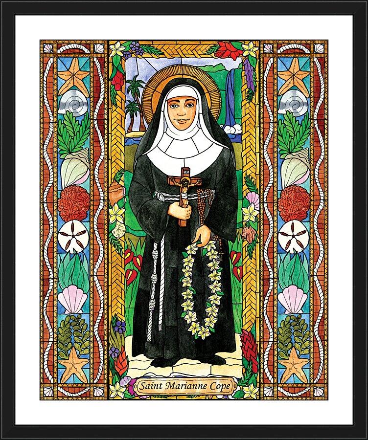 Wall Frame Black, Matted - St. Marianne Cope by Brenda Nippert - Trinity Stores