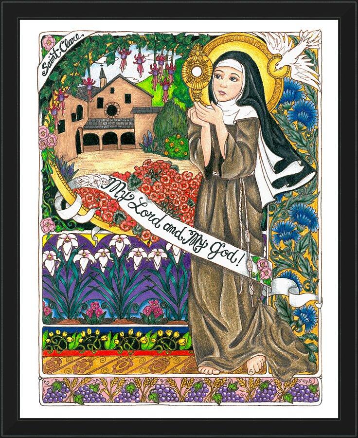 Wall Frame Black - St. Clare of Assisi by Brenda Nippert - Trinity Stores