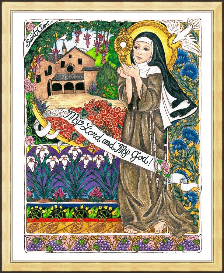Wall Frame Gold - St. Clare of Assisi by Brenda Nippert - Trinity Stores