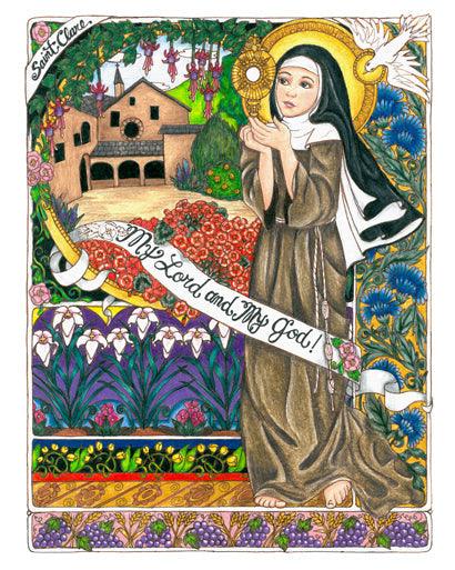 Wall Frame Black, Matted - St. Clare of Assisi by Brenda Nippert - Trinity Stores