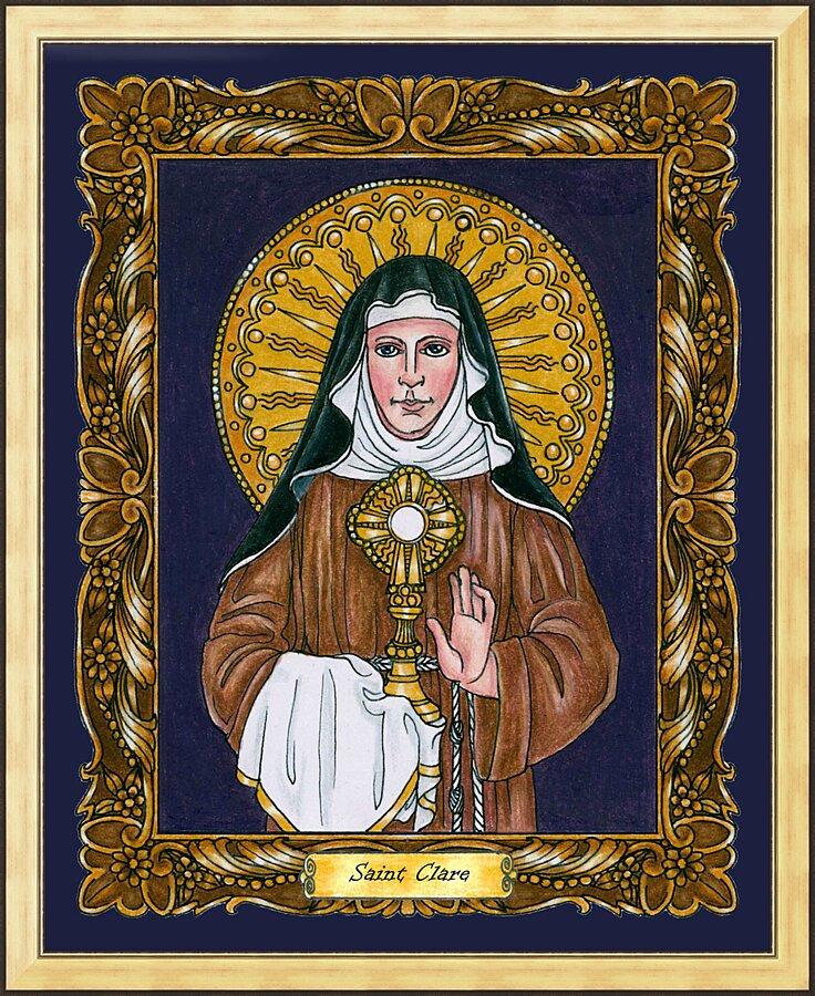 Wall Frame Gold - St. Clare of Assisi by Brenda Nippert - Trinity Stores