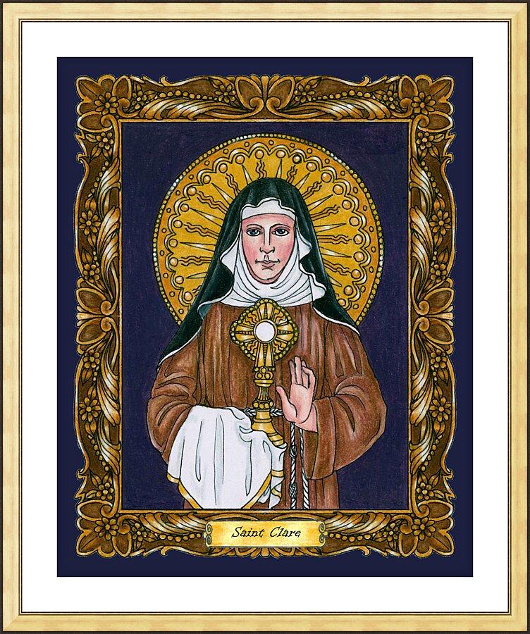 Wall Frame Gold, Matted - St. Clare of Assisi by Brenda Nippert - Trinity Stores