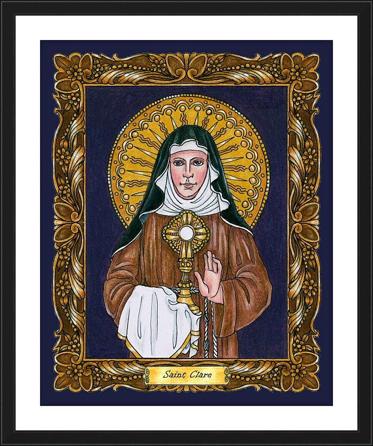 Wall Frame Black, Matted - St. Clare of Assisi by Brenda Nippert - Trinity Stores