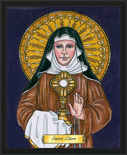 Wall Frame Black - St. Clare of Assisi by Brenda Nippert - Trinity Stores