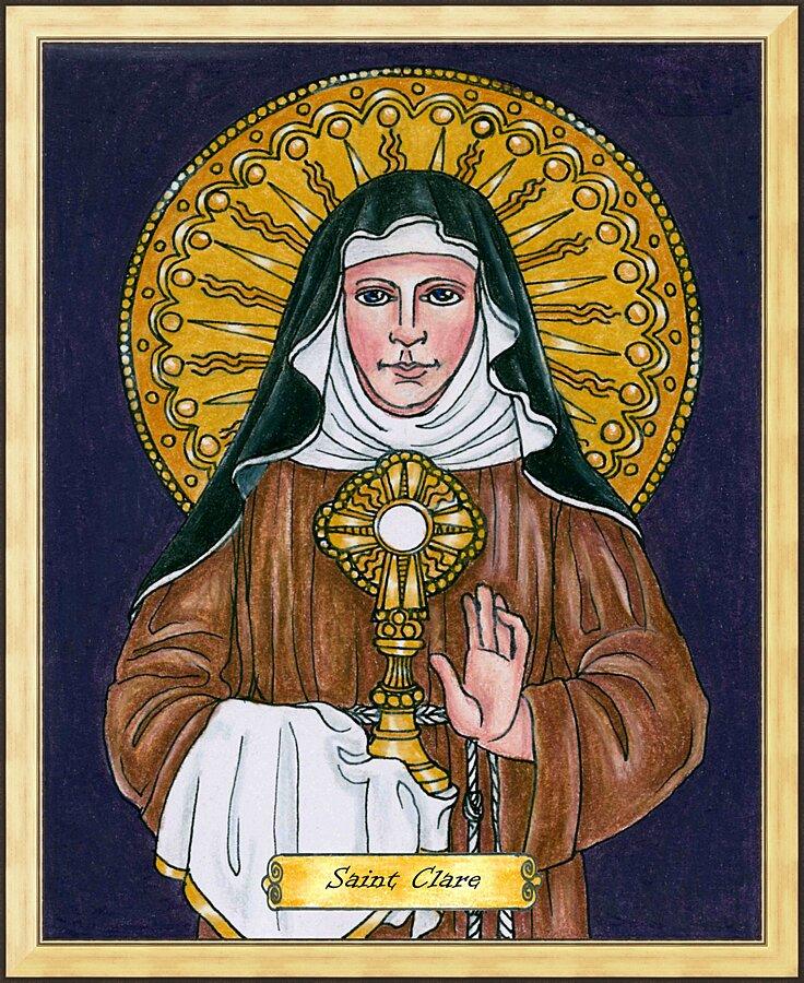 Wall Frame Gold - St. Clare of Assisi by B. Nippert