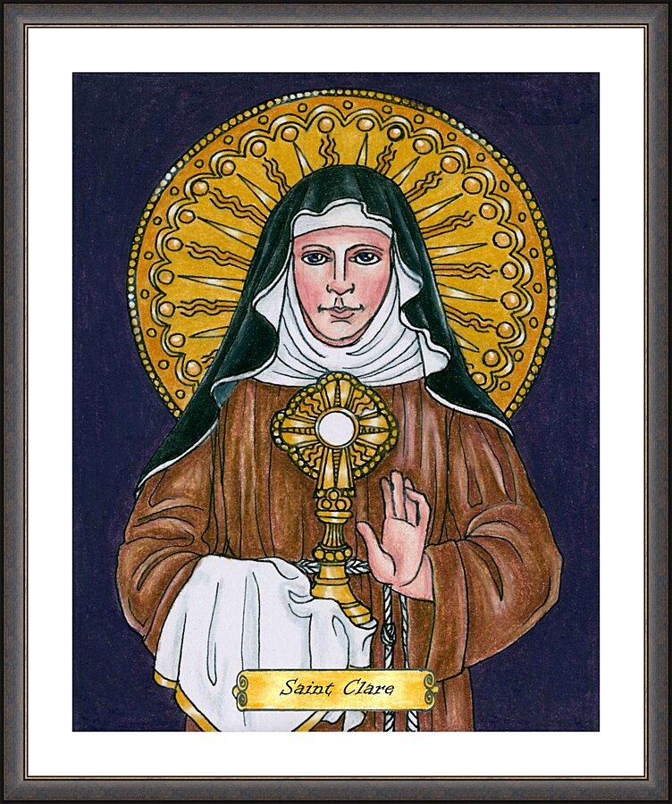 Wall Frame Espresso, Matted - St. Clare of Assisi by Brenda Nippert - Trinity Stores