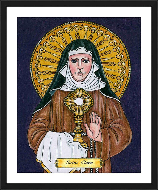 Wall Frame Black, Matted - St. Clare of Assisi by B. Nippert
