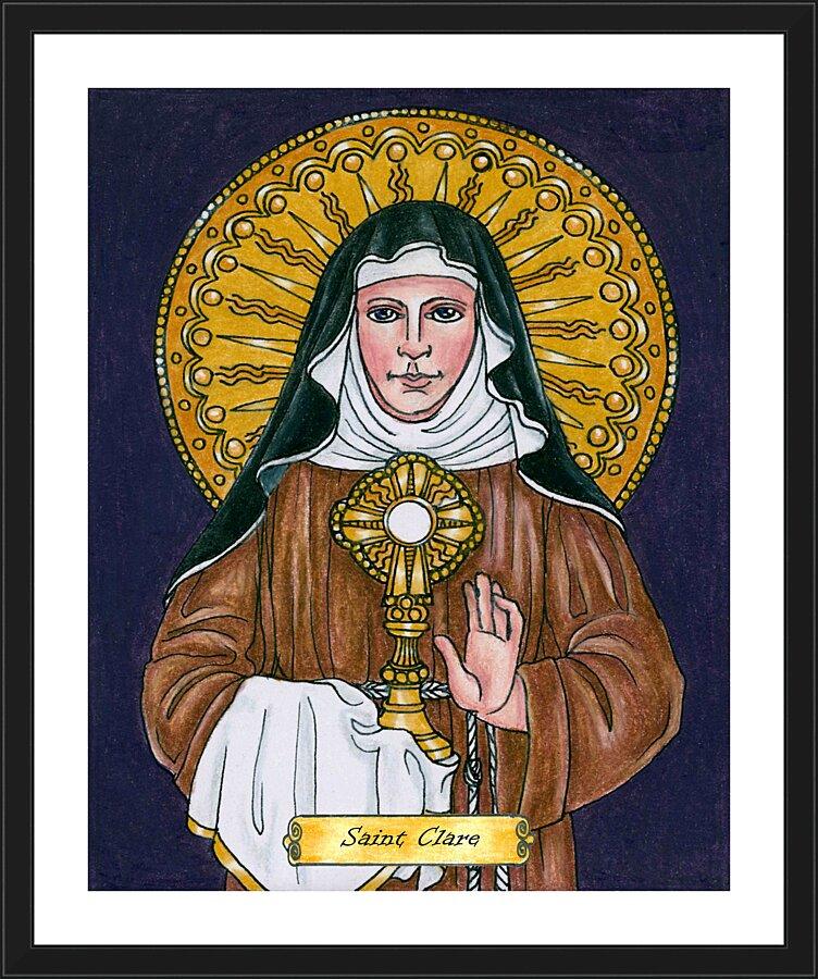 Wall Frame Black, Matted - St. Clare of Assisi by Brenda Nippert - Trinity Stores