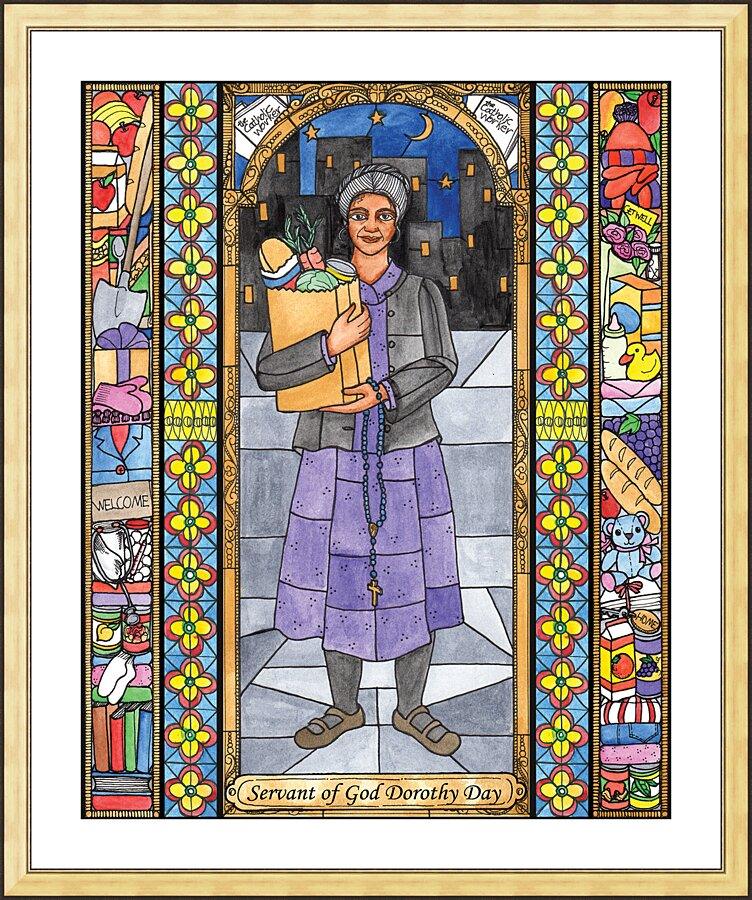 Wall Frame Gold, Matted - Dorothy Day, Servant of God by B. Nippert