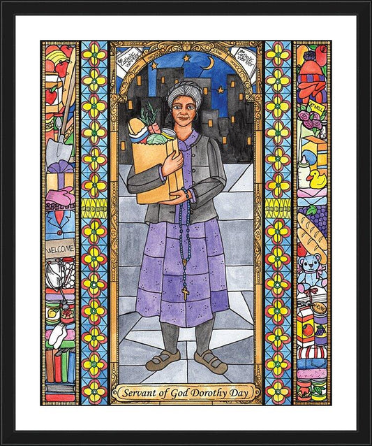 Wall Frame Black, Matted - Dorothy Day, Servant of God by B. Nippert