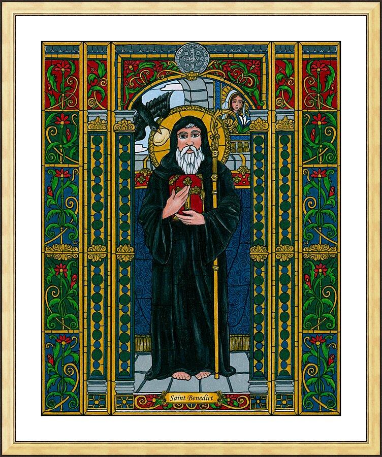 Wall Frame Gold, Matted - St. Benedict of Nursia by Brenda Nippert - Trinity Stores
