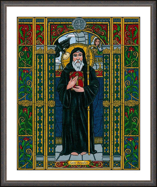 Wall Frame Espresso, Matted - St. Benedict of Nursia by B. Nippert
