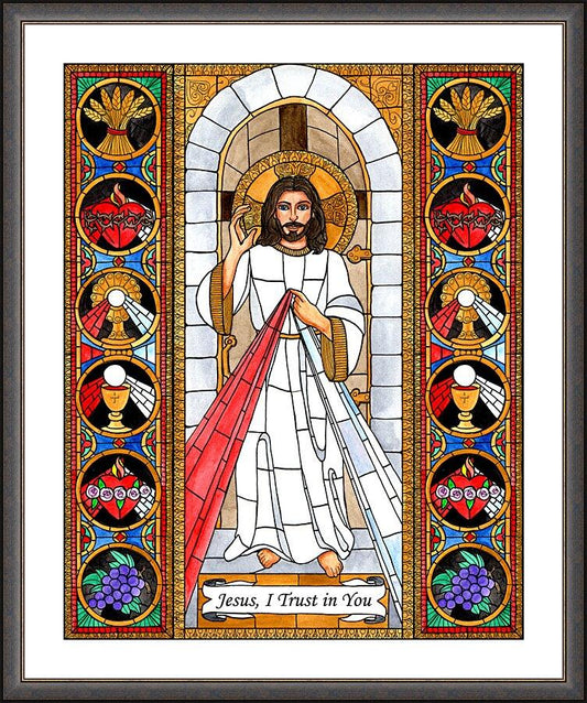 Wall Frame Espresso, Matted - Divine Mercy by B. Nippert