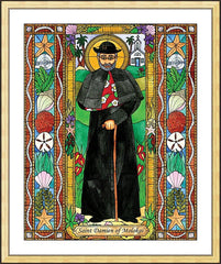 Wall Frame Gold - St. Damien of Molokai by B. Nippert