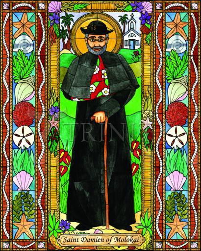 Wall Frame Black, Matted - St. Damien of Molokai by Brenda Nippert - Trinity Stores