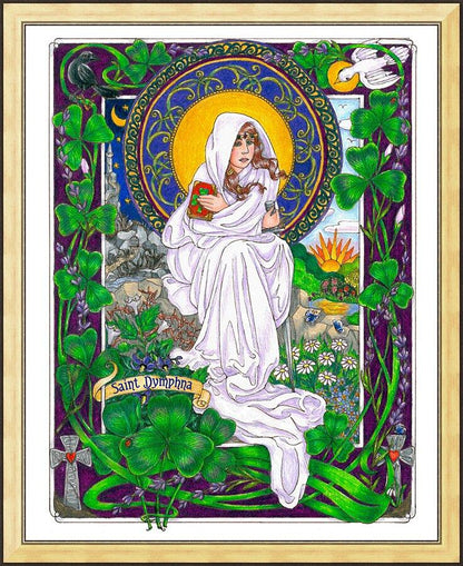 Wall Frame Gold - St. Dymphna by Brenda Nippert - Trinity Stores