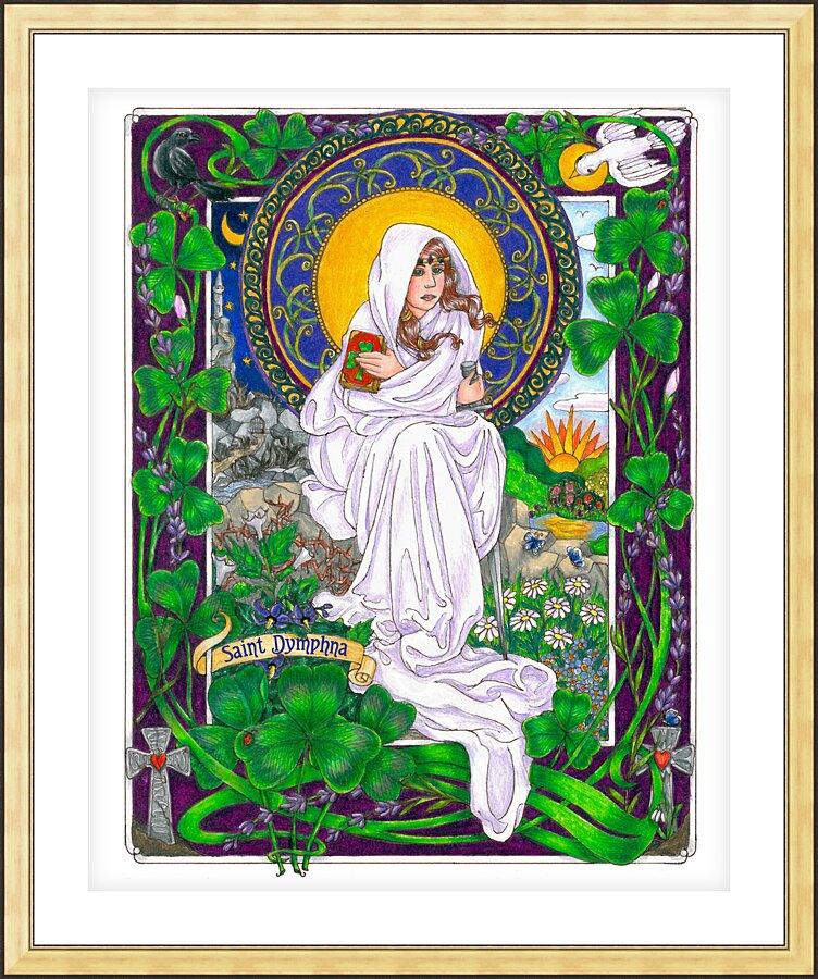 Wall Frame Gold, Matted - St. Dymphna by Brenda Nippert - Trinity Stores