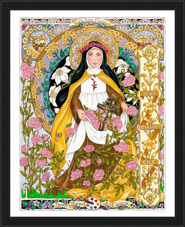 Wall Frame Black - St. Therese of Lisieux by Brenda Nippert - Trinity Stores