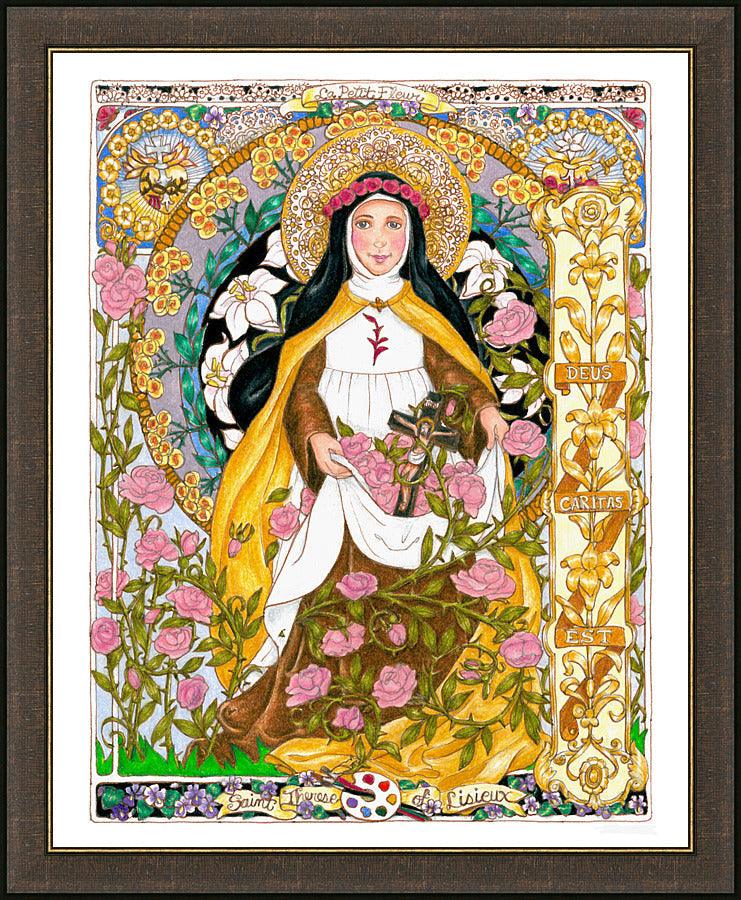 Wall Frame Espresso - St. Therese of Lisieux by Brenda Nippert - Trinity Stores