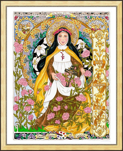 Wall Frame Gold - St. Therese of Lisieux by Brenda Nippert - Trinity Stores